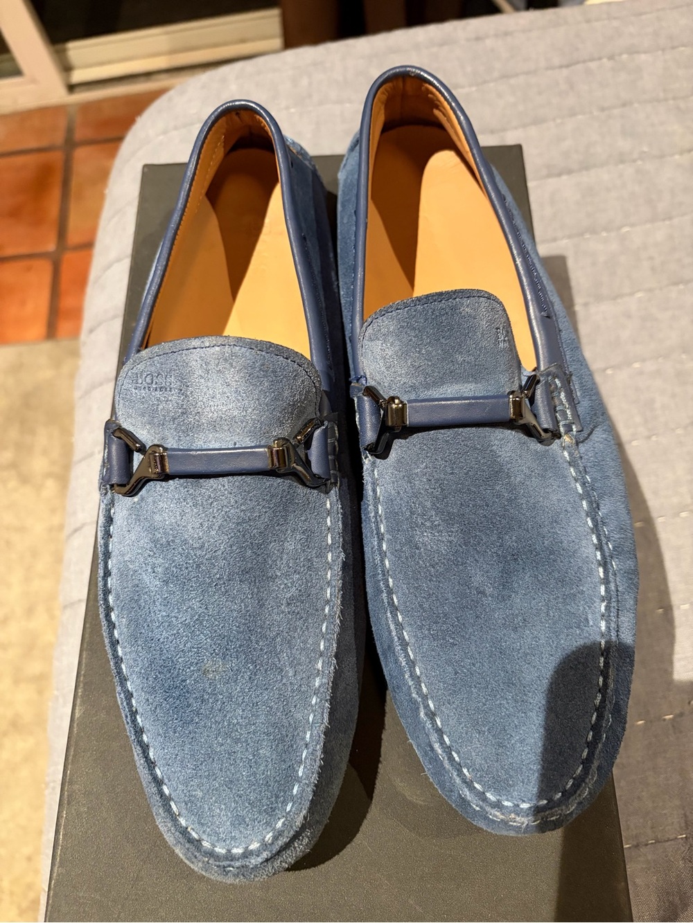 BOSS Hugo Boss Drenno Suede Slip-On Loafer Blue Men's US 8.5